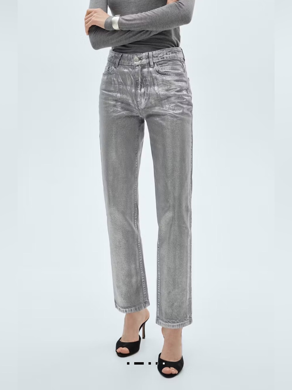 Mango Straight Foil Jeans